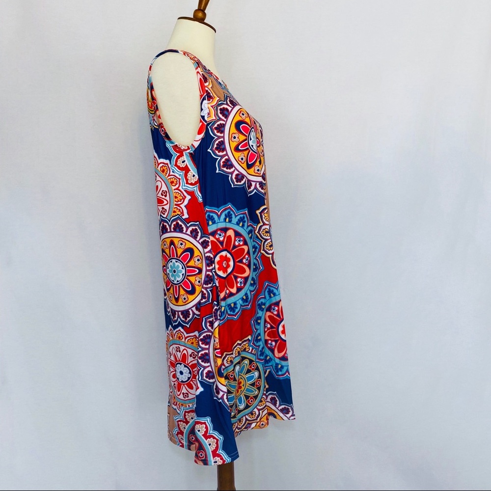 Boho Geometric Floral Sundress with Pockets - Picture 5 of 13